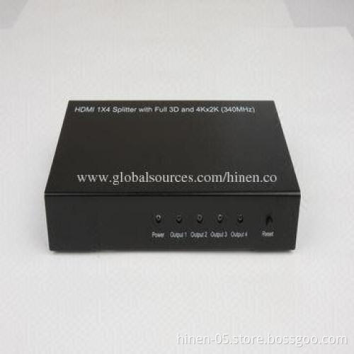 HDMI 1X4 Splitter with Full 3D and 4Kx2K (340MHz), Supports 1,080P Highest Video Resolution